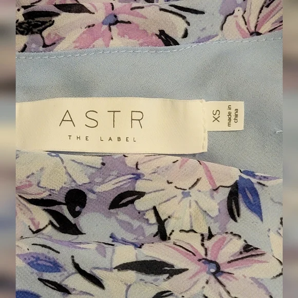 Astr Sheer Floral One Shoulder Ruffle Wrap Zip Midi Dress - Picture 8 of 10